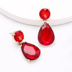 Red Christmas topaz emerald garnet drop dangle